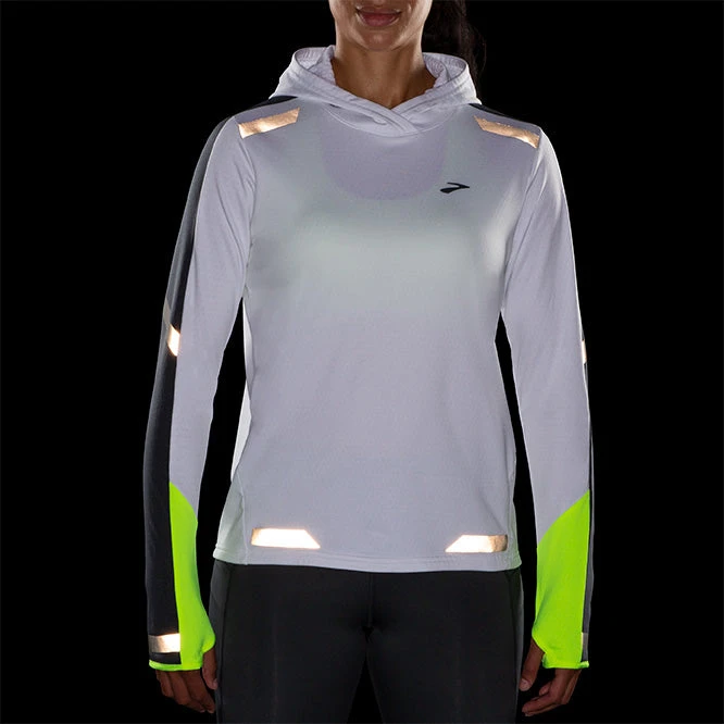 Brooks Women's Run Visible Thermal Hoodie - White/Asphalt/Nightlife (221559134) 4 Brooks Women's Run Visible Thermal Hoodie - White/Asphalt/Nightlife (221559134) - Image 4