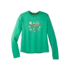 Brooks Women's Run Merry Distance Long Sleeve - Green/Run Merry (221563377) -Run Style Shop 221563 377 LF Run Merry Distance Graphic LS